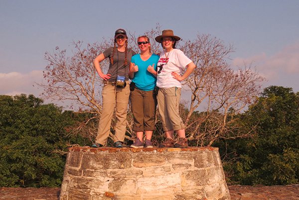 three female students study abroad in belize