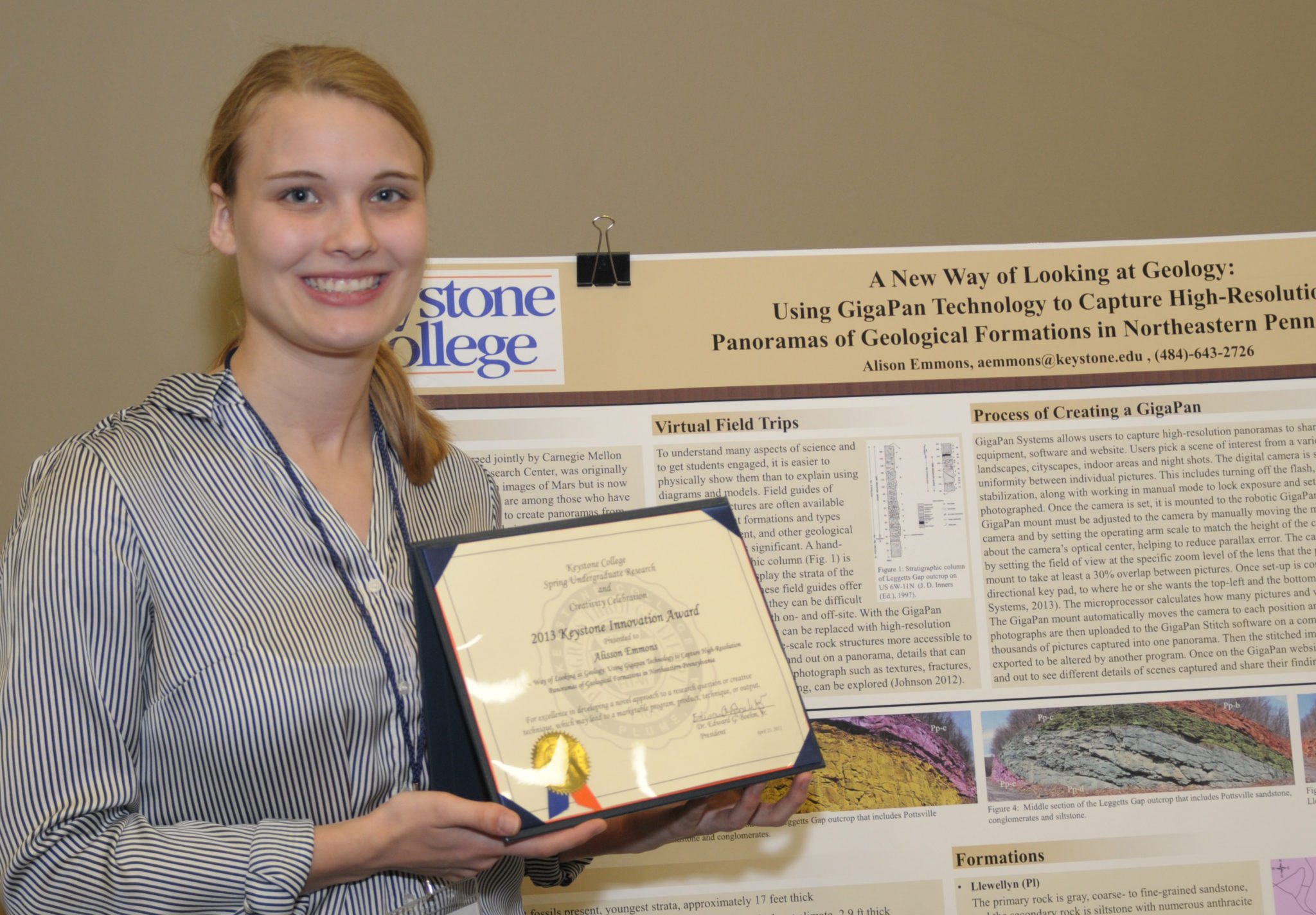 Undergraduate geology student holds undergraduate research award,