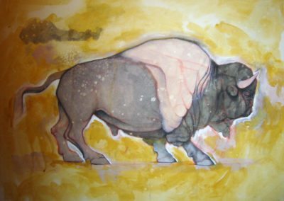 watercolor painting of an american bison
