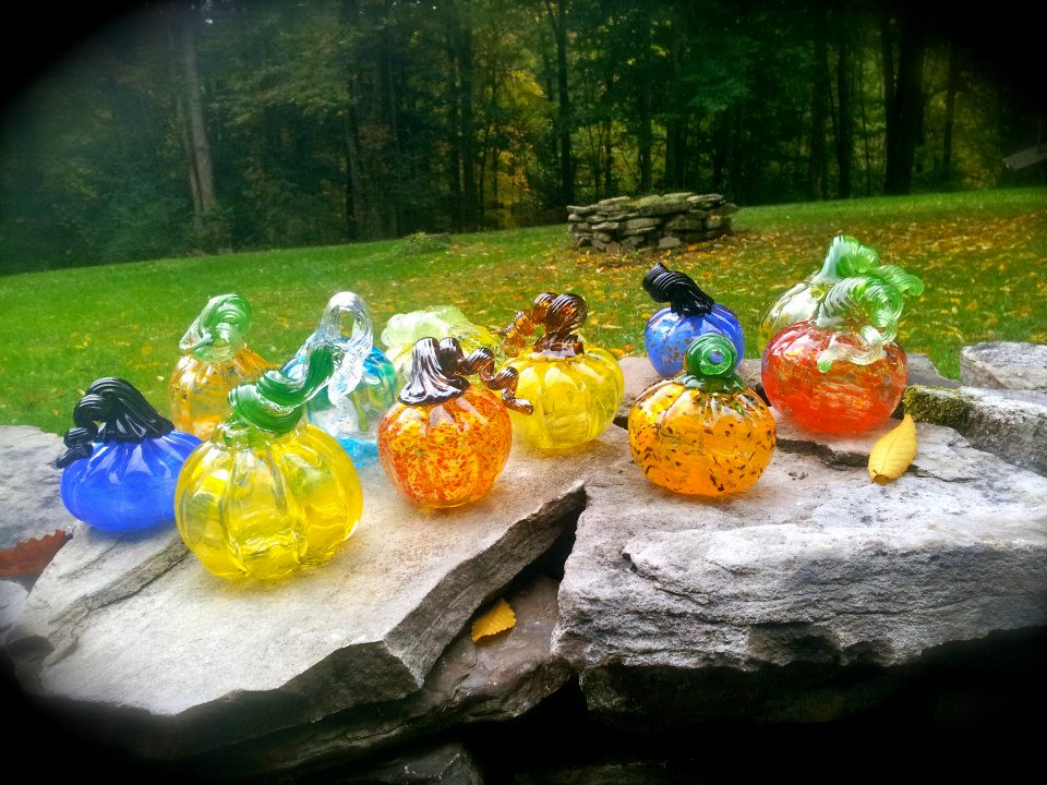 multiple glass blown pumpkins