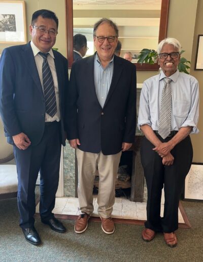 Keystone College President John F. Pullo, Sr. (center) with Ganzorig Chimed, Ph.D., Professor, National University of Mongolia, (left) and Dr. Jay Nathan, Keystone benefactor and Professor, St. John’s University, (right).