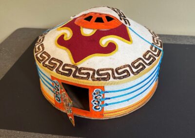 A model of a Mongolian GER, a portable, traditional dwelling that reflects the nomadic lifestyle and cultural heritage of Mongolia, is among the items from the National University of Mongolia presented to Keystone College.
